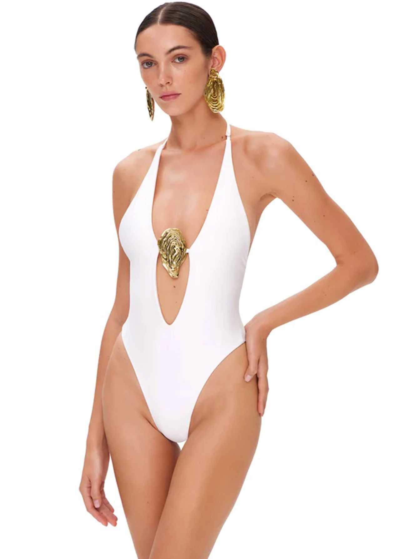 Sexy Deep V Neck Swimsuit With Skirt Women 2 Pcs Suits 2025 High Leg Backless Swimwear Fashion Female Holiday Beachwear OutfitsW251113