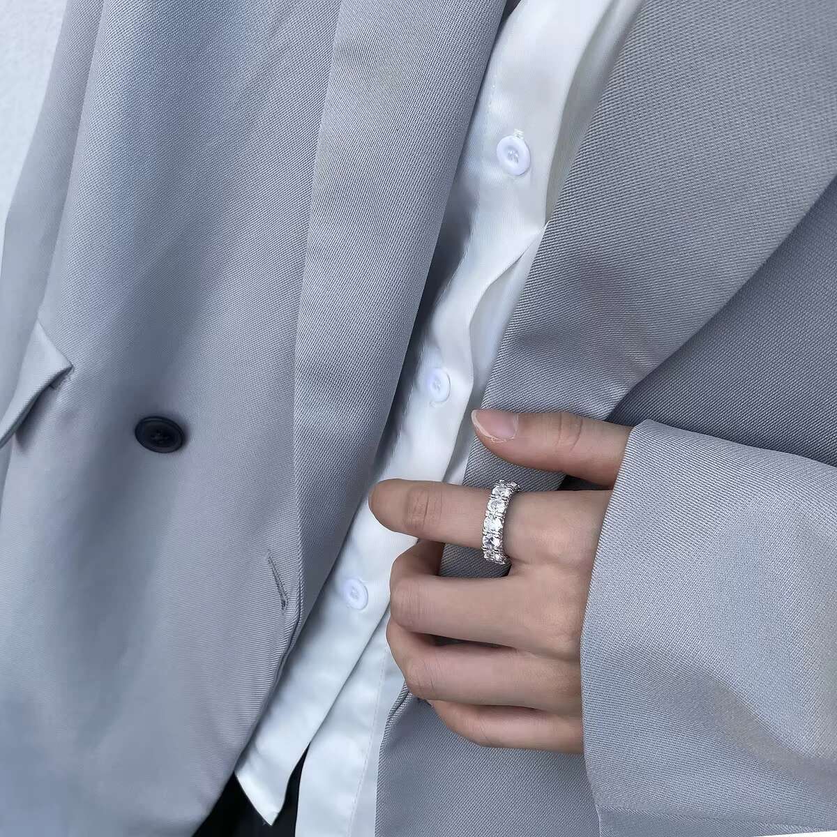 VAF High End 3A Zirconia Pave Ring Iced Out Moissanite Eternity Engagement Cubic Zirconium Ring for Men Women