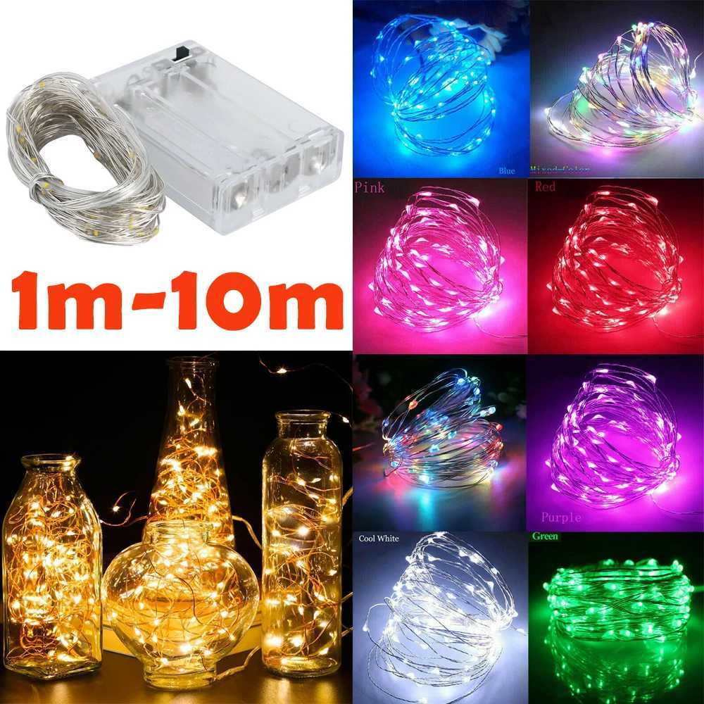 1m - 10m LED String Light 9 Colors Fairy Lights 10-100LEDs Copper Wire Battery Powered for Wedding Xmas Party Decor Holiday Lamp M251113