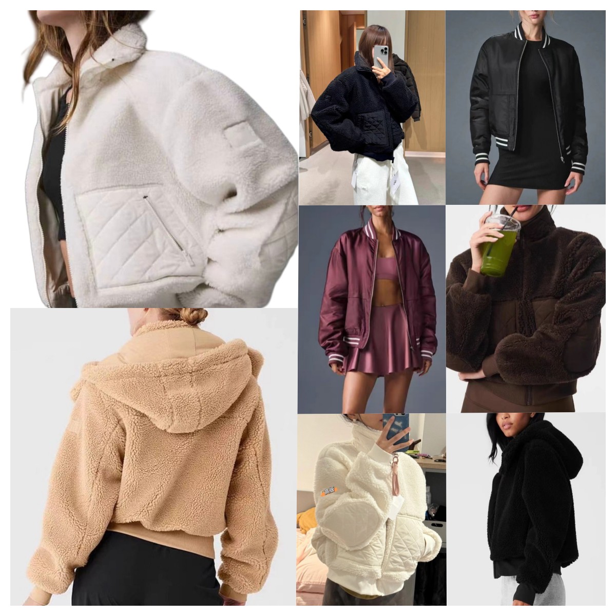 Autumn winter puff lamb wool coat hooded stand double design thickened warm stand collar zipper front high quality short jacket lazy comfortable minimalist style