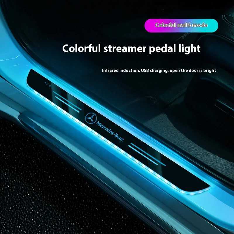 Car LED Wireless Welcome Pedal Light Door Sill Light For Mercedes-Benz AMG A C E V Class Sprinter GLC ML SLK SL Vito GLA GLK CLA W251112