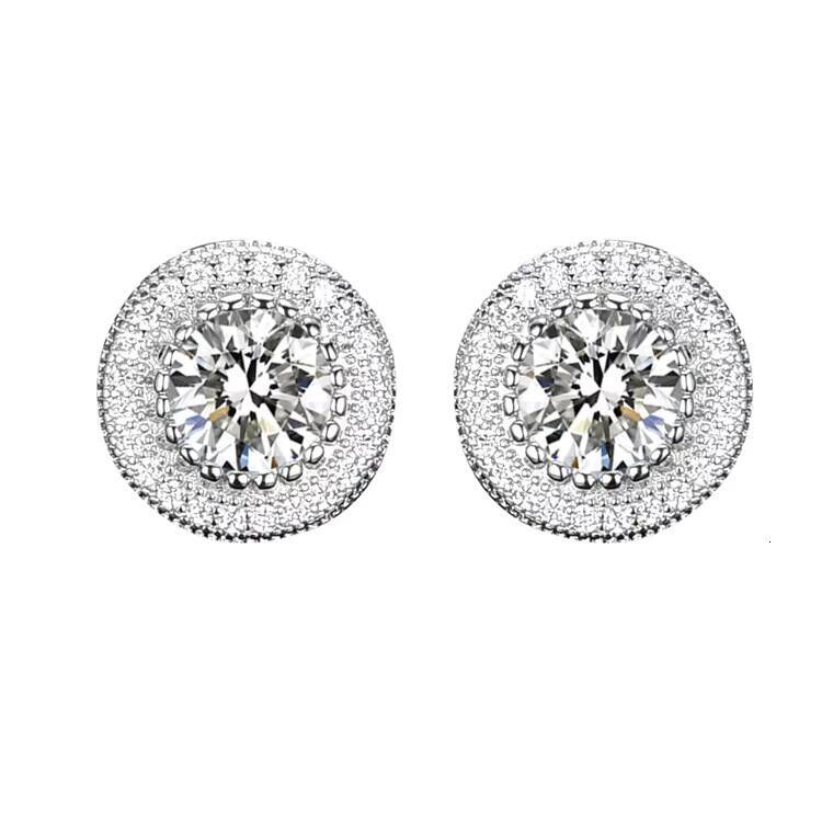 Classic Gold-Plated Brass Hip Hop Diamond Stud Earrings New Arrival Princess Cut for Wedding or Anniversary Gift Cubic Zircon