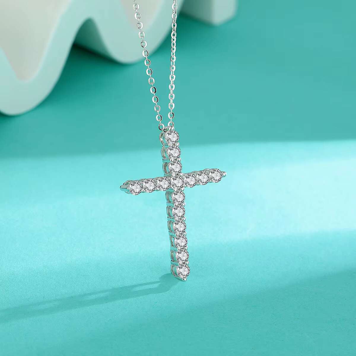 Dainty Cross Pendant VVS Full Moissanite Diamond Women Necklace S925 Sterling Silver For Women Jewelry