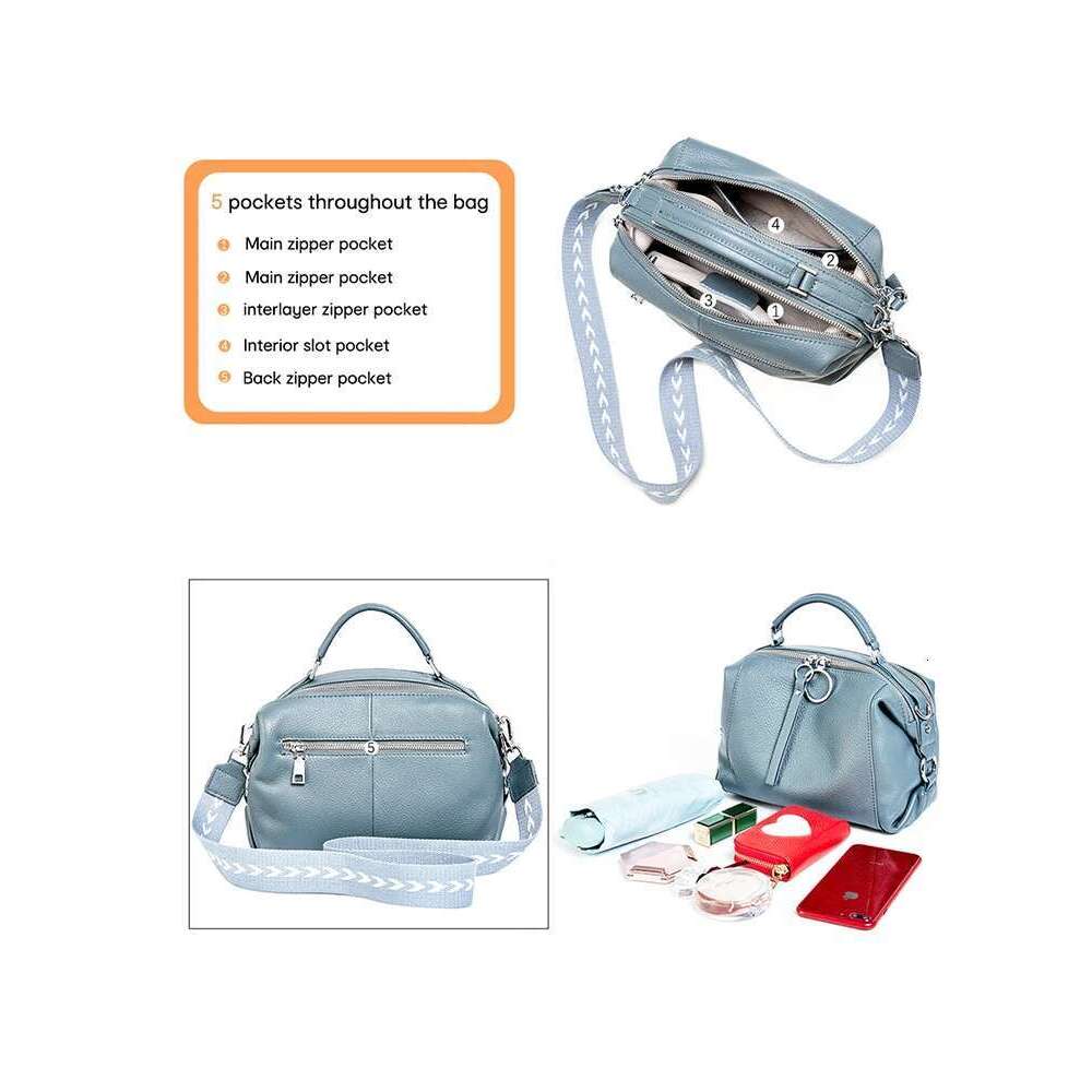 Designer Bag Zency Elegant Genuine Leather Handbag Women Shoulder Large Capacity Simple Medium Tote Crossbody Bag With Two Straps