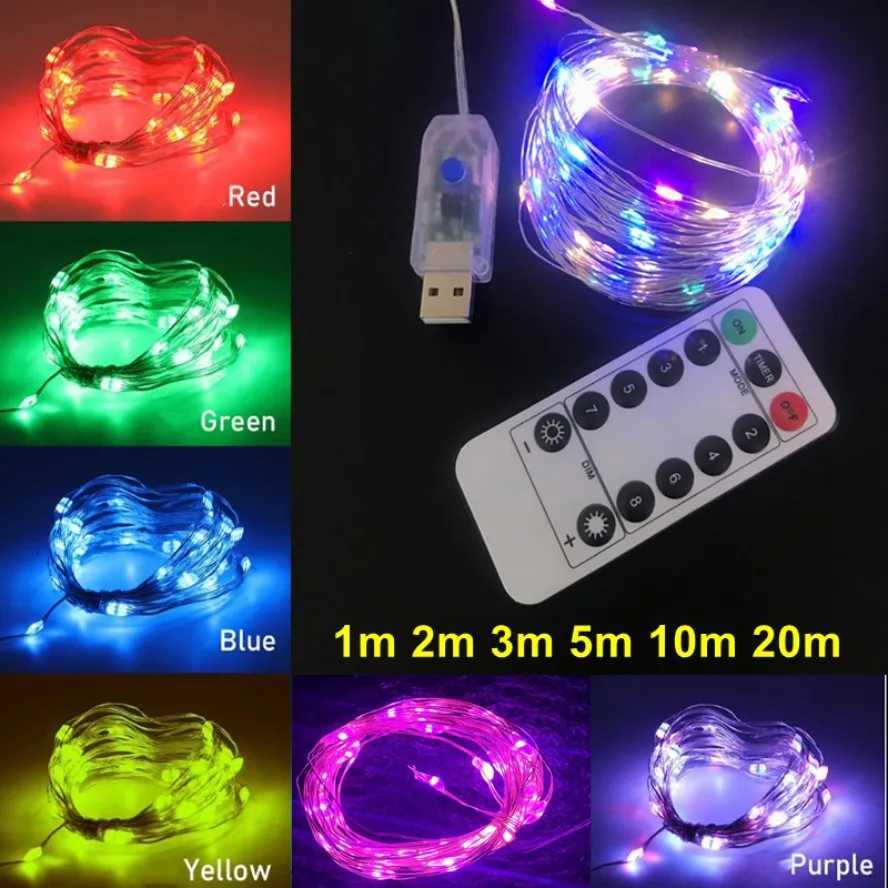 20m 10m Remote Control 8 Function LED Fairy Lights USB String Lights Christmas Garland New Year Wedding Party Garden Decoration W251112