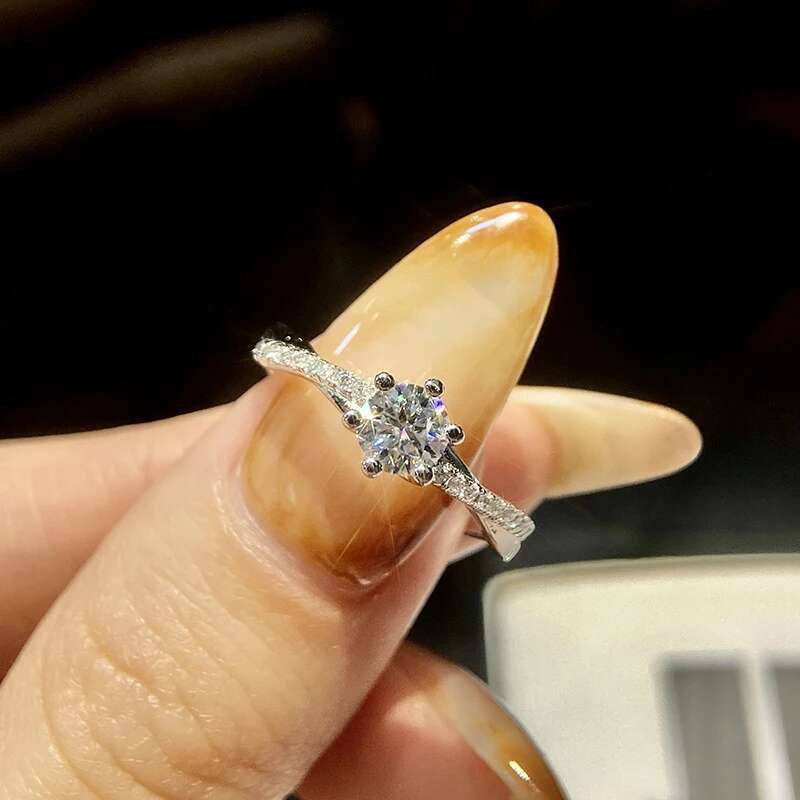 GRA 1CT Romantic Double winding Certified Moissanite Diamond Wedding Rings For Women Real 925 Sterling Silver Fine Jewelry