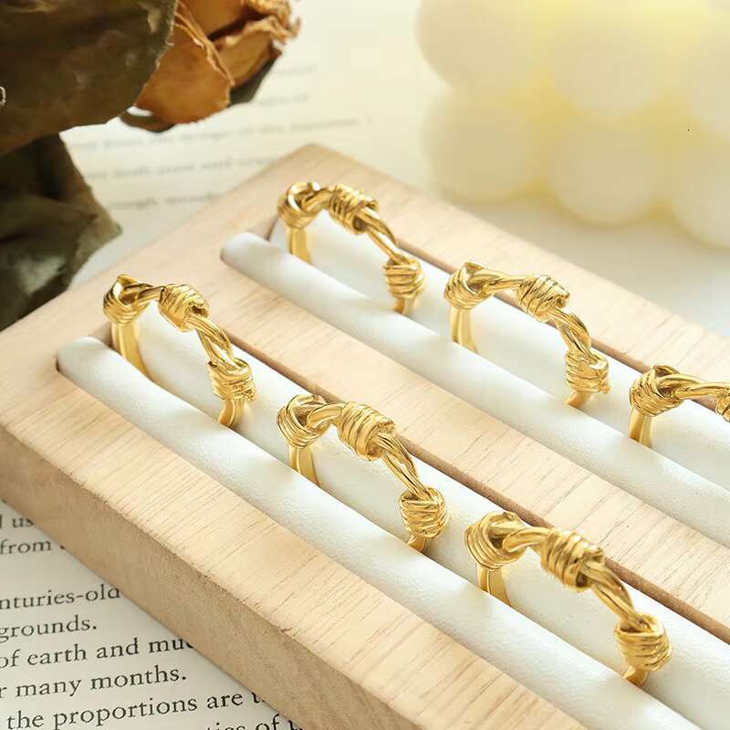 Hip-Hop Hipster Personalized Twisted Ring Mens and Womens Same Ring Titanium Steel 18K Gold Plating Ins Jewelry