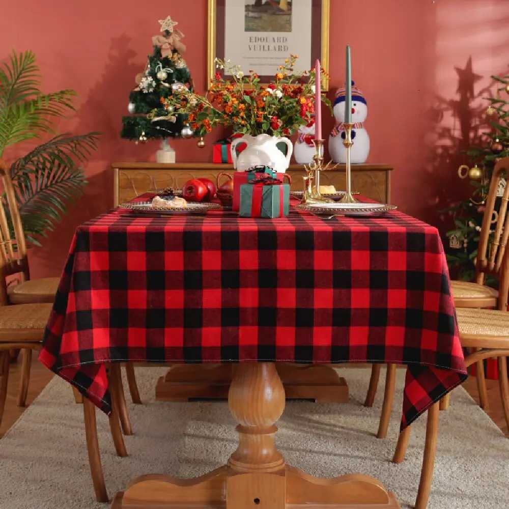 Christmas Christmas Checkered Square Tablecloth Buffalo Plaid Xmas Table Cloths Winter Farmhouse Table Decor for Dining Parties Holiday Y251113
