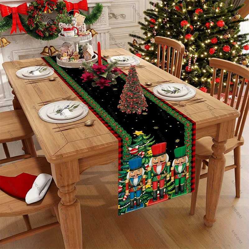 Christmas Christmas N-Nutcracker Table Runner Decorative Cloth Flag Family Party Gift Xmas Home Festive Winter Holiday Dining Kitchen New Y251113