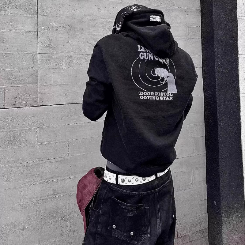 Black Zip Up Letters Men's Hoodies & Sweatshirts