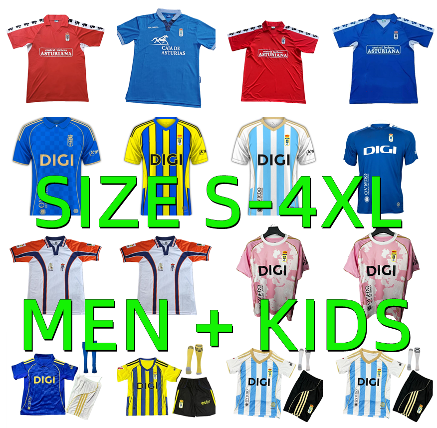 2025 2026 Real Oviedo Soccer Jerseys 24 25 26 S. CAZORLA BORJA CAMARASA ALEMAO SEOANE 1990 1991 1992 Retro DUBOVSKY Camisetas de futbol Football Shirts Men kids kits