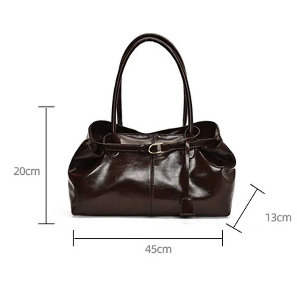Fashion New Oil PU Leather Handbag Large Capacity Multifunctional Shoulder Bag Women Casual Tote Bag Underarm Bag for Women W251112
