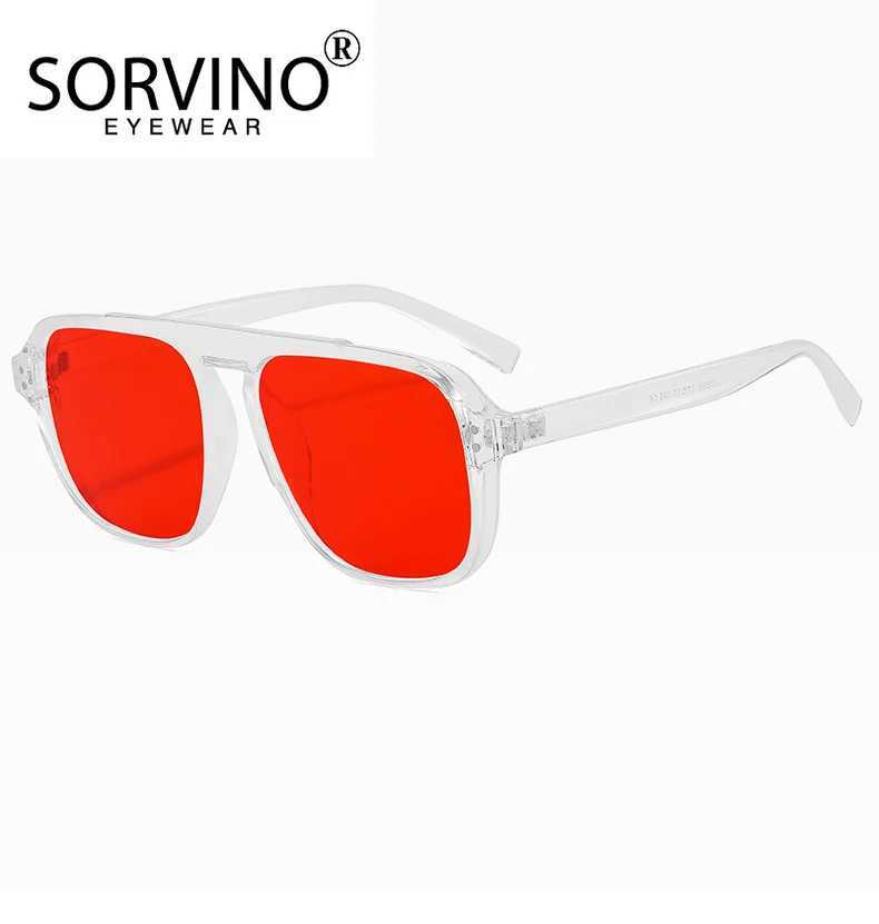 SORVINO Oversized Red Square Sunglasses Fashion Women Vintage Brand Designer Men Trendy Yellow Sun Glasses Shades UV400C250412