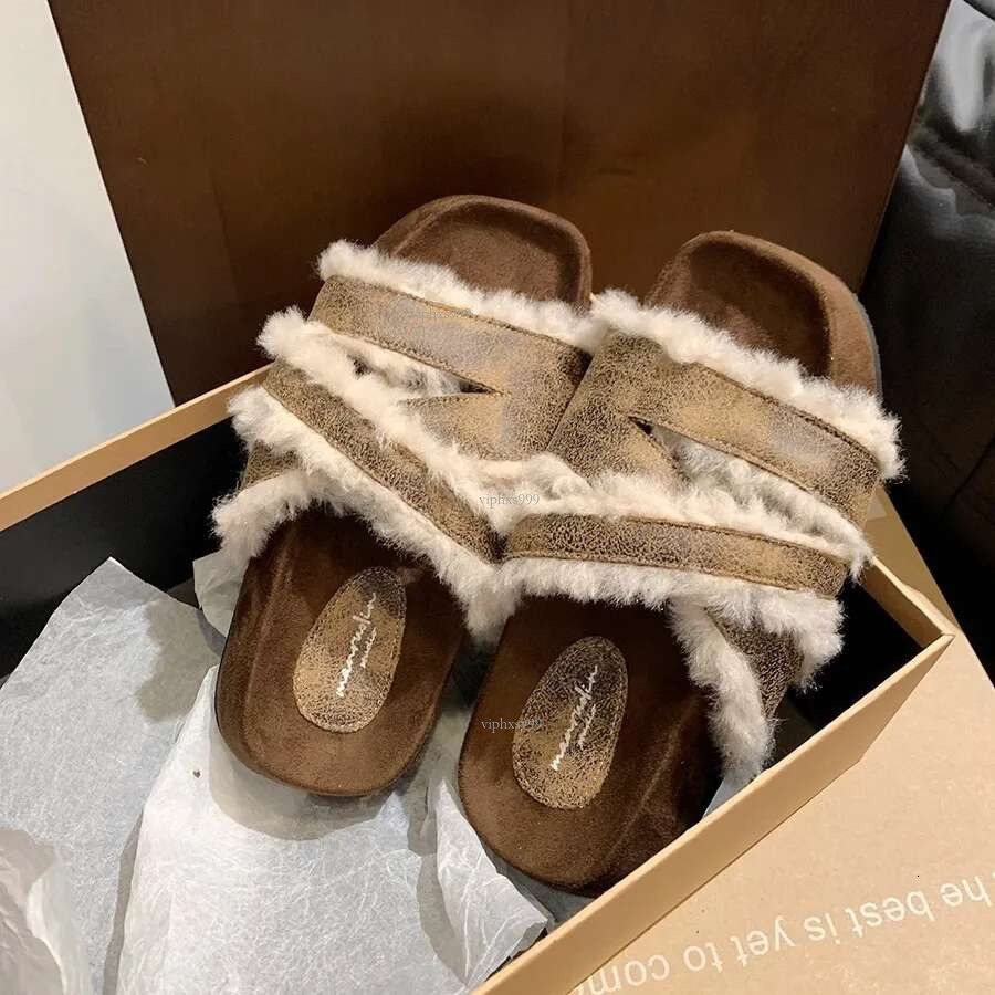 New Free Shipping Designer Shoes Internet Celebrity Thick Sole Height Increasing Hairy Slippers Women Gentle Fairy Style Fashionable One Piece Drag Fo