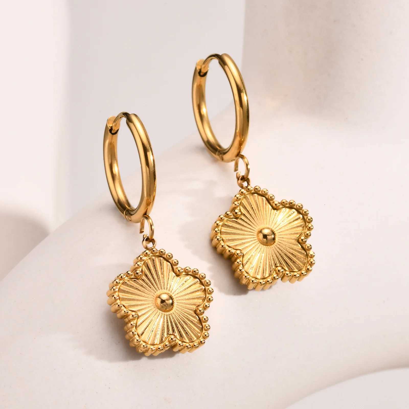 Luxury Flower Drop Earrings for Women Stainless Steel Lucky Earring Wholesale Y251112