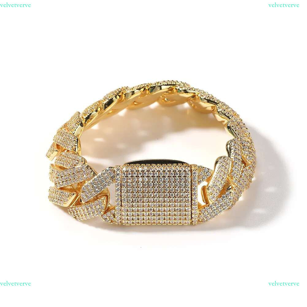 necklace moissanite fashion bracelet designer jewelry chain cuban k Certificated Vvs Moissanite 20mm Pure Sterg Sie Chains Iced Out chains for men