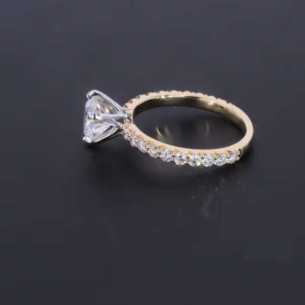 14k Yellow and White Gold Moissanite Rings Dropshipping 8mm Moissanite and Side Lab Grown Diamond Ring