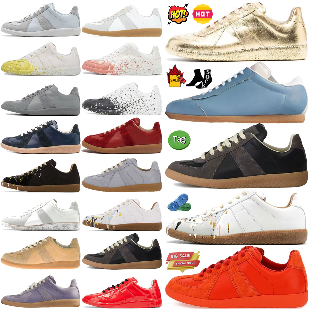 mason margeila shoes mm6 designer sneakers gats German Army Trainer White Grey Gum Black Smoke Green Painter Beige Papyrus Brown