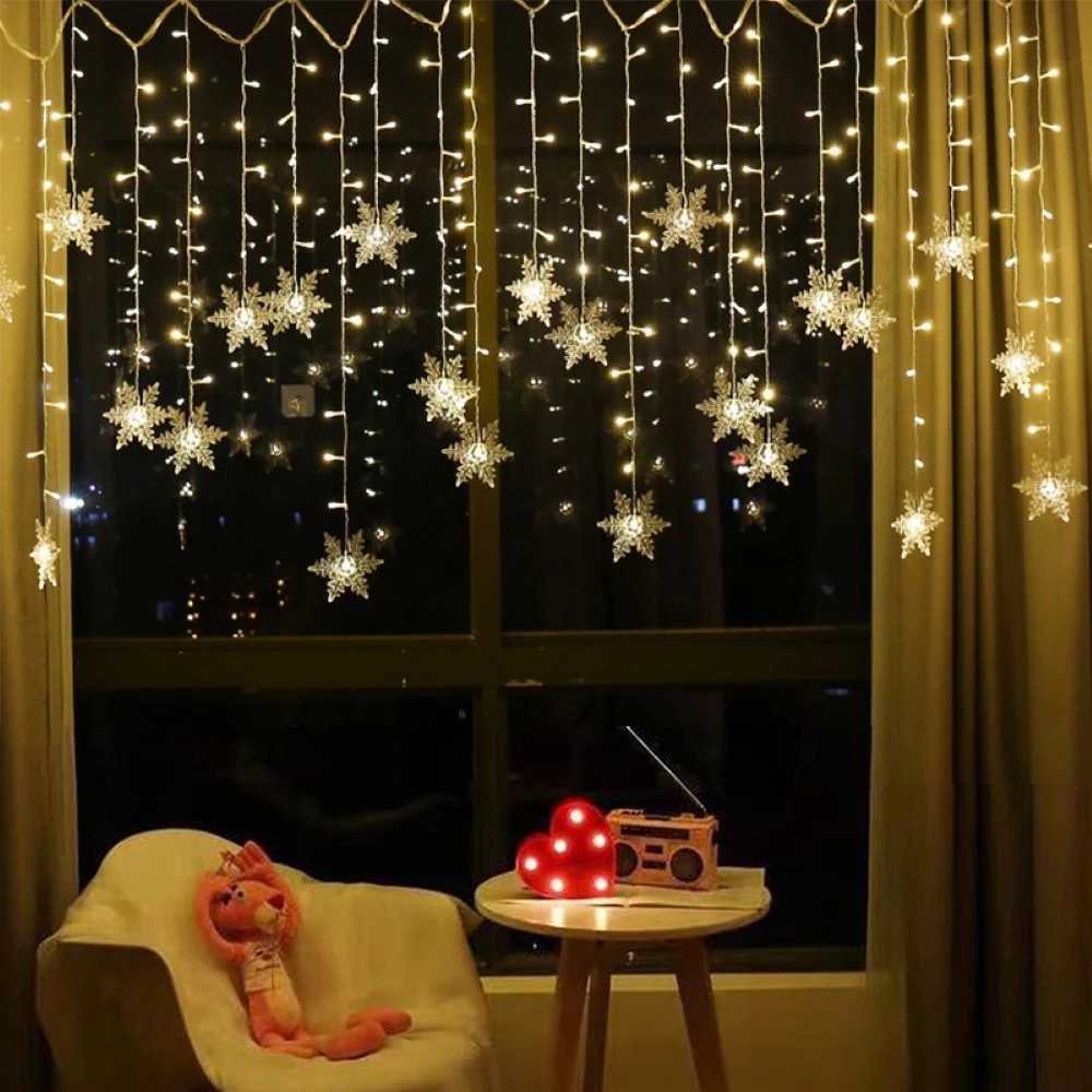 Christmas Light 35m Led Snowflake Garland Curtain String Fairy Lights for New Year Holiday Party Garden Christmas Decoration M251113