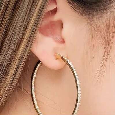 High Quality Custom 925 Silver 2 Inch Inside Out Moissanite Diamond Hoop Earring for Women and Girls - Gift for Girl Friend