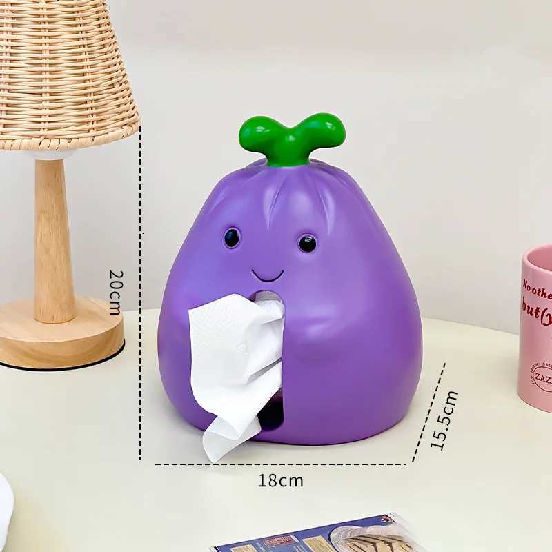Cute Eggplant Tissue Box Creative Cartoon Paper Box He Living Ro Desktop Decoration Ornament Pvc Napkin Paper Box Y251112
