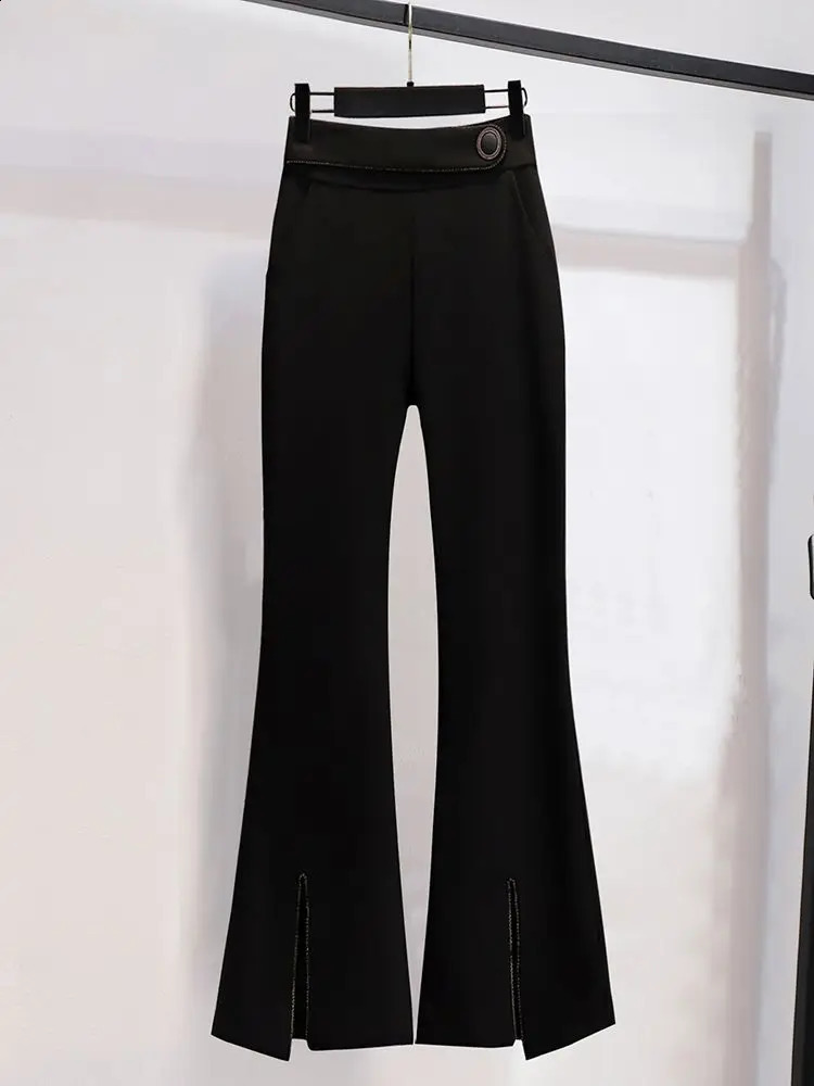 2025 Spring Belt Decorative Patchwork Jacket Blazer Casual Expansion Crying Two-piece Elegant Women Pants Suit Office Outfits 250410