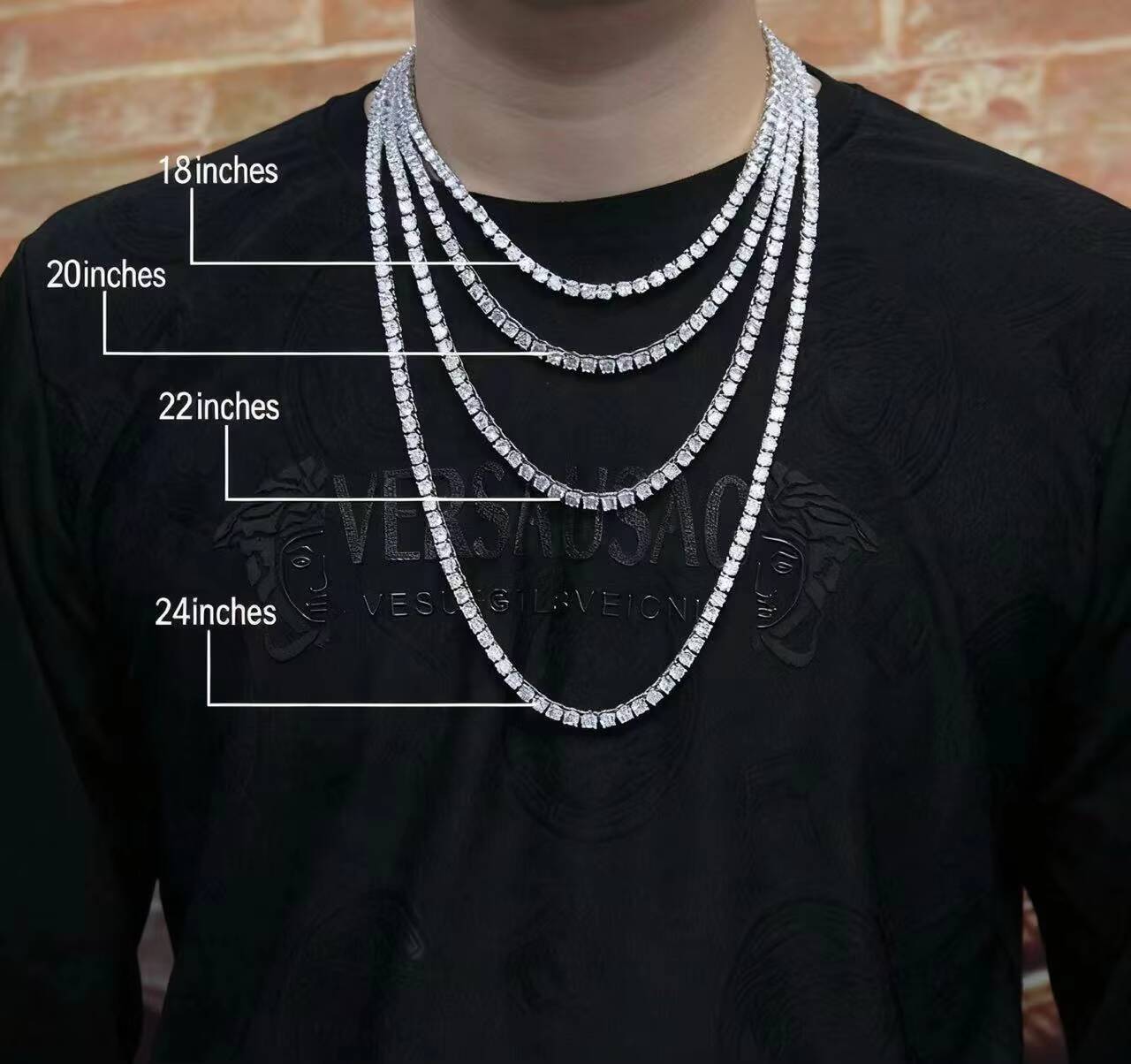 925 Silver VVS Moissanite Tennis Necklace Iced Out Chain Rock Sugar Style Hiphop Jewelry Yellow White Rose Gold Plated 8mm