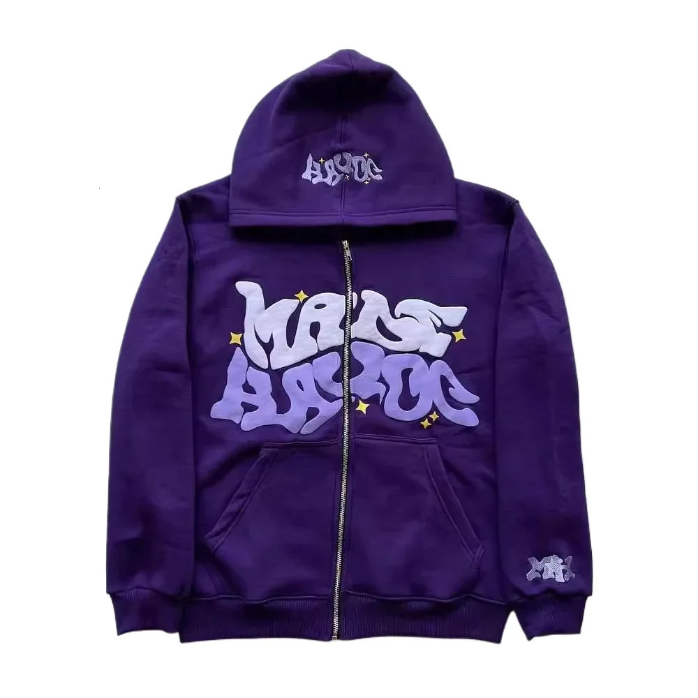 Zipper hooded sweatshirt with retro American letters and stars suitable for men and women jacket autumn d winter cardigan 251113