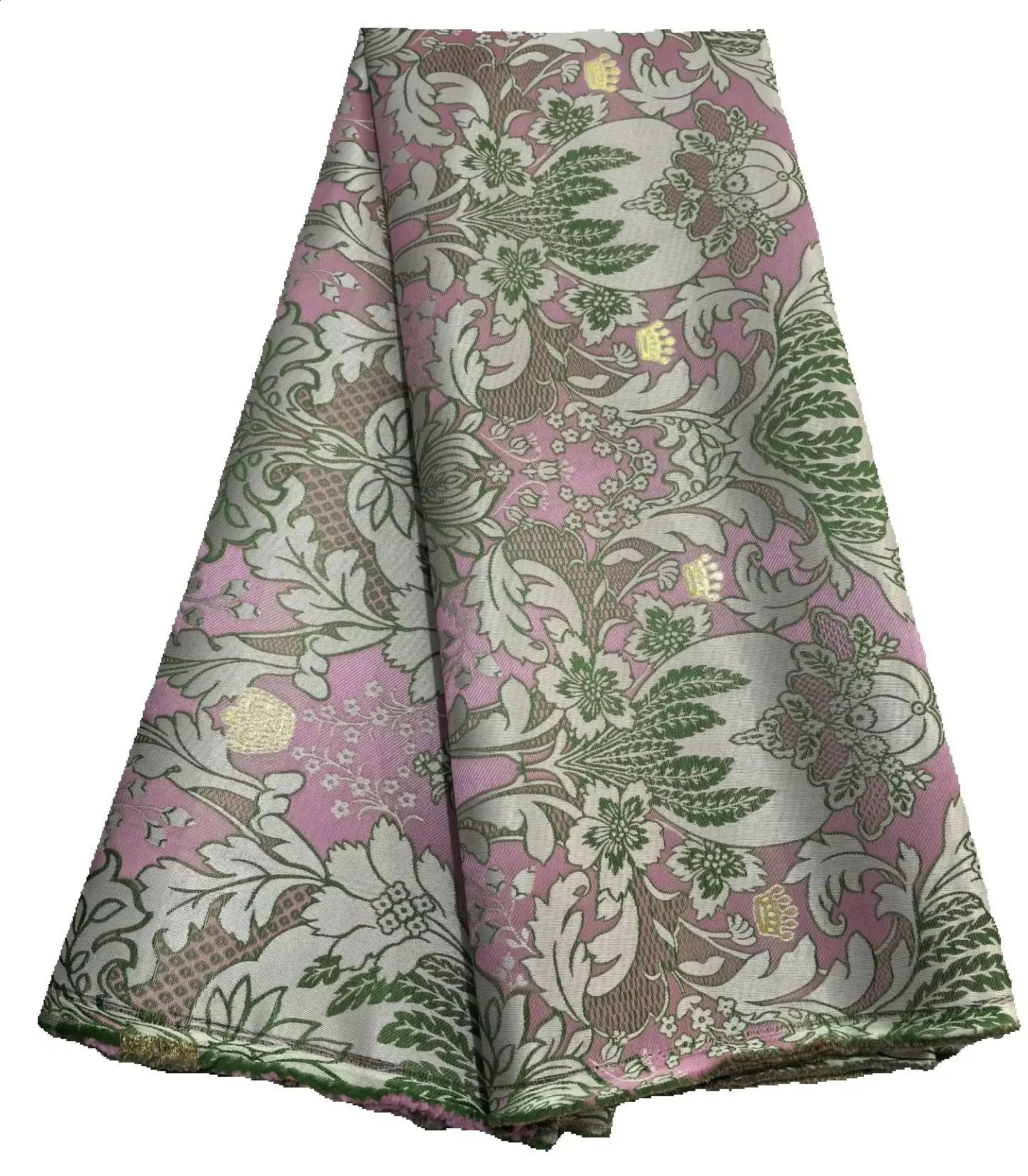 African Thick Damask Lace Fabric 2.5Yard Or 5Yards 2025 Jacquard Brocade Fabrics DIY Sew For Nigeria Women Headtie Aso obi Dress 250407
