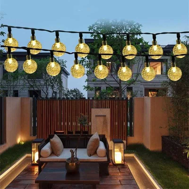 Solar Powered Crystal Ball Fairy Lamp Solar String Lights Outdoor Crystal Globe Night Lights with 8 Lighting Modes M251113