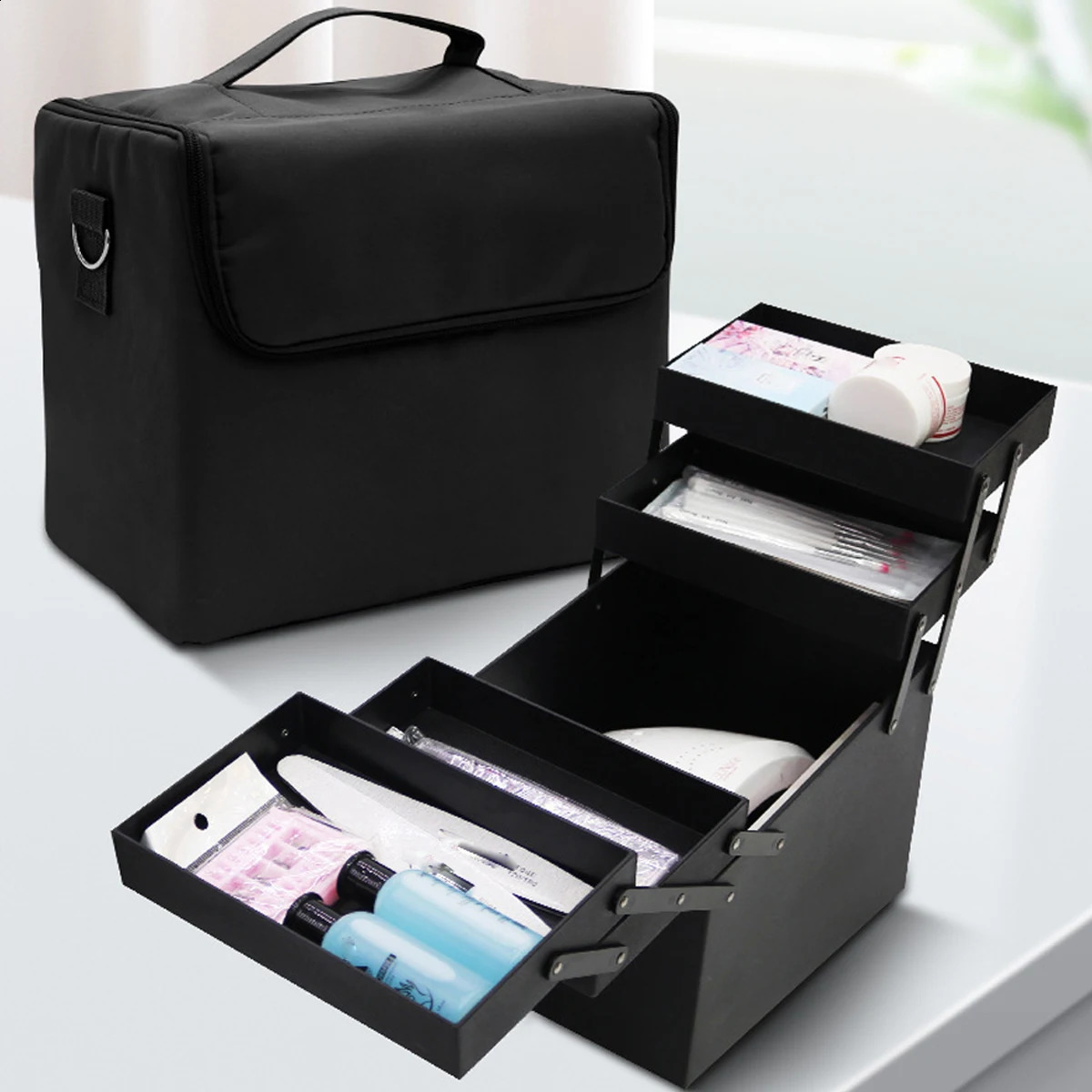 Folding Manicurist Toolbox Portable Makeup Bag Travel Makeup Box 250410