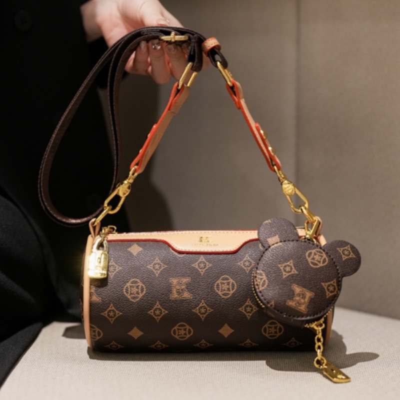 Free shipping cylindrical shoulder bag women's new retro shoulder fashion Boston crossbody bag trendy women's bag