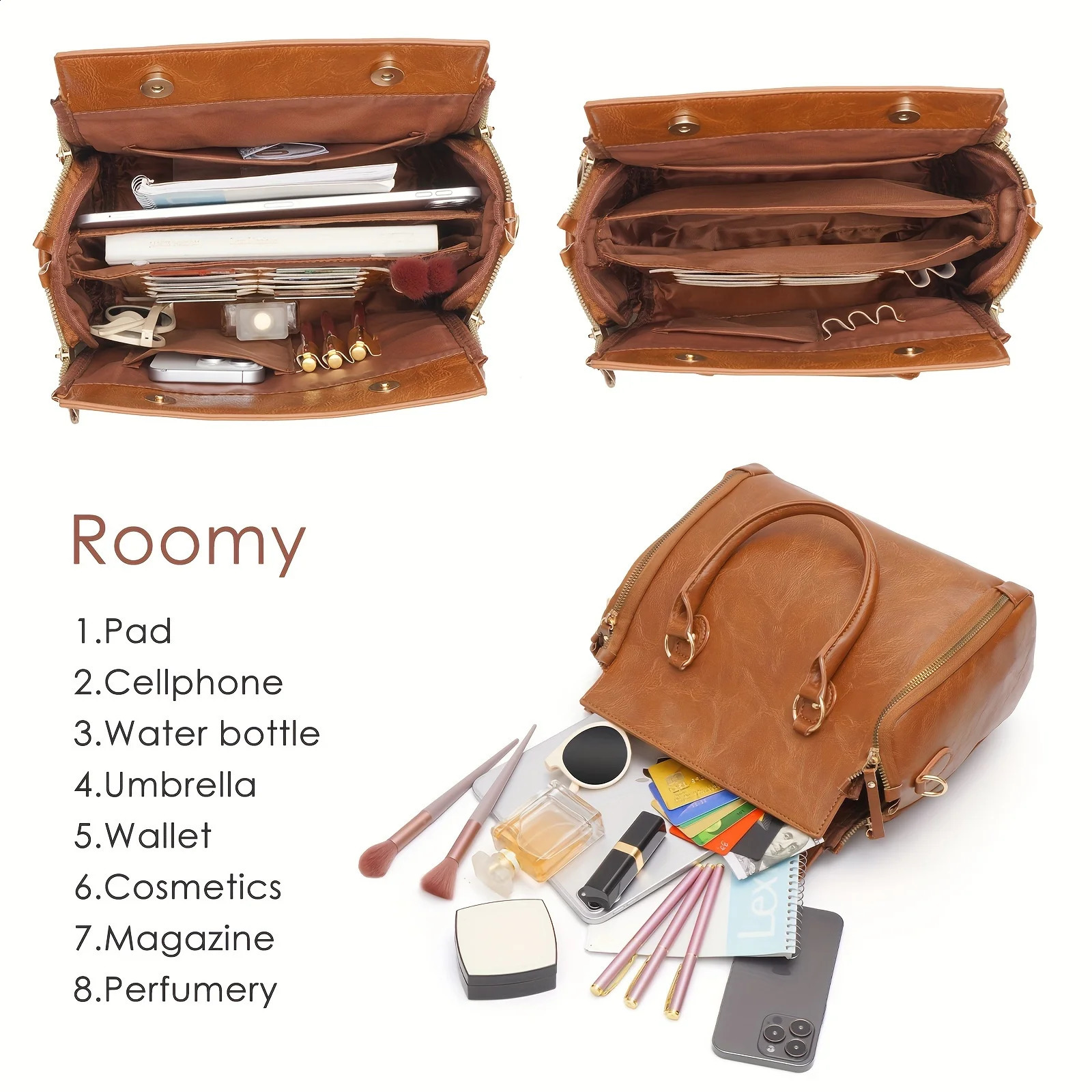 Retro Handbag PU Leather Women Bag Purse Portable Storage Bag With Multi Card Slots Womens Multi Layer Crossbody Bag 250411