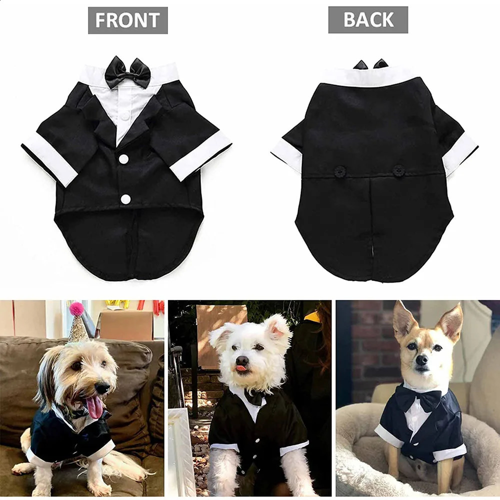 Dog Tuxedo Formal Pet Wedding Party Suit Puppy Dog Cat Prince Bow Tie Shirt Cosplay Prince Costume Gentleman Apparel Pet Costume 250407