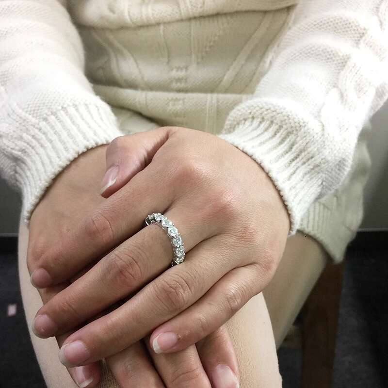 AEAW Solid Platinum 950 Luxury 4mm 5ctw D Color Engagement Ring Wedding Moissanite Full Enternity Diamond Band For Women