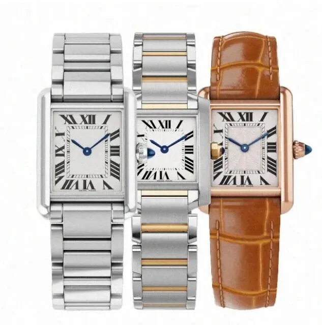 U1 Top-grade AAA Fashion Women Watch Quartz Movement Sier Lady Square Tan k Watches Stainless Steel Original Clasp Casual Montre De Luxe Wristwatches