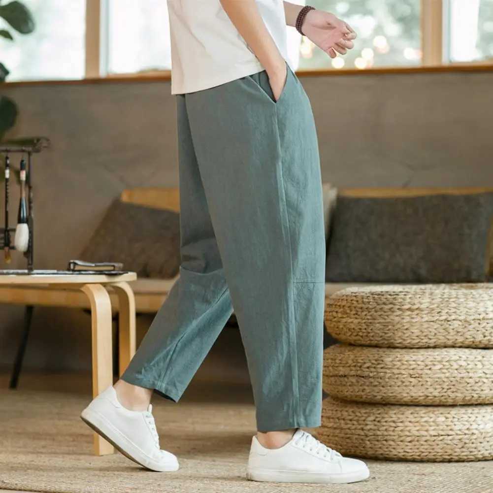 6 Colors 2023 New Mens Casual Pants Versatile Cotton Linen Loose Linen Pants Korean Fashion Pants Straight Sleeve JoggerXJ250412