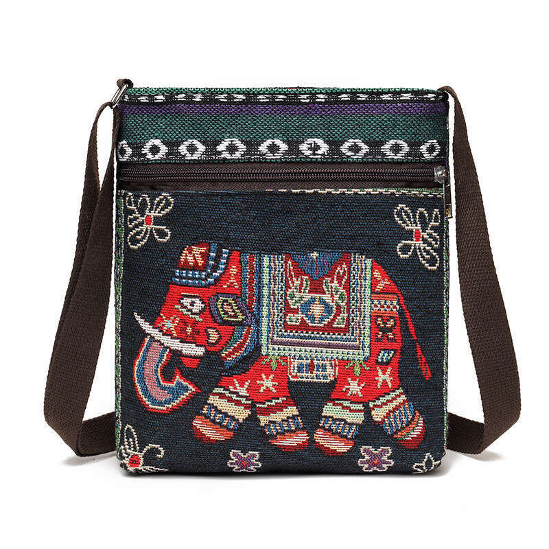 New best-selling embroidered ethnic style for women's cute outdoor travel mobile phone canvas crossbody shoulder bag