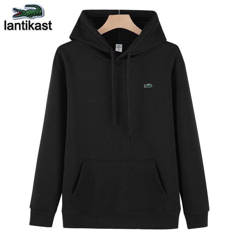 Noble Crocodile American Style Solid Color Sweatshirt Men's Autumn Winter Fleece Thick Designer Handbag Youth Jacket Heavy Loose Hoodie Women