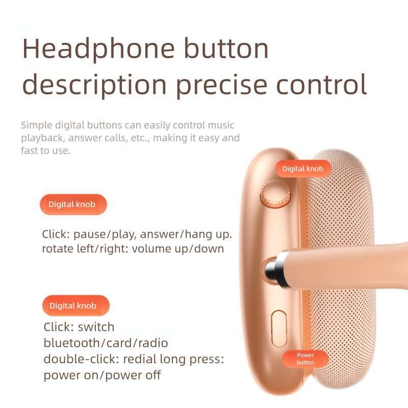 Famous Brand New Headset Ultra Long Battery Life HIFI Sound Quality Digital Knob Wireless Bluetooth Headphones