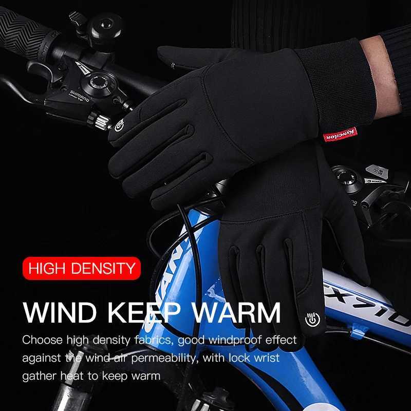 Winter Gloves Men Cycling Bike Women Thermal Fleece Cold Wind Waterproof Touch Screen Bicycle Warm Outdoor Running Skiing MittenC250412