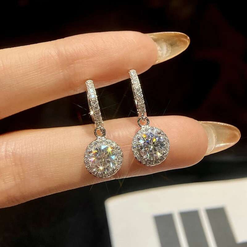 GRA 1CT Dazzling Cycle Round Shape Certified Moissanite Diamond Hoop Earrings For Women Real 925 Sterling Silver Fine Jewelry