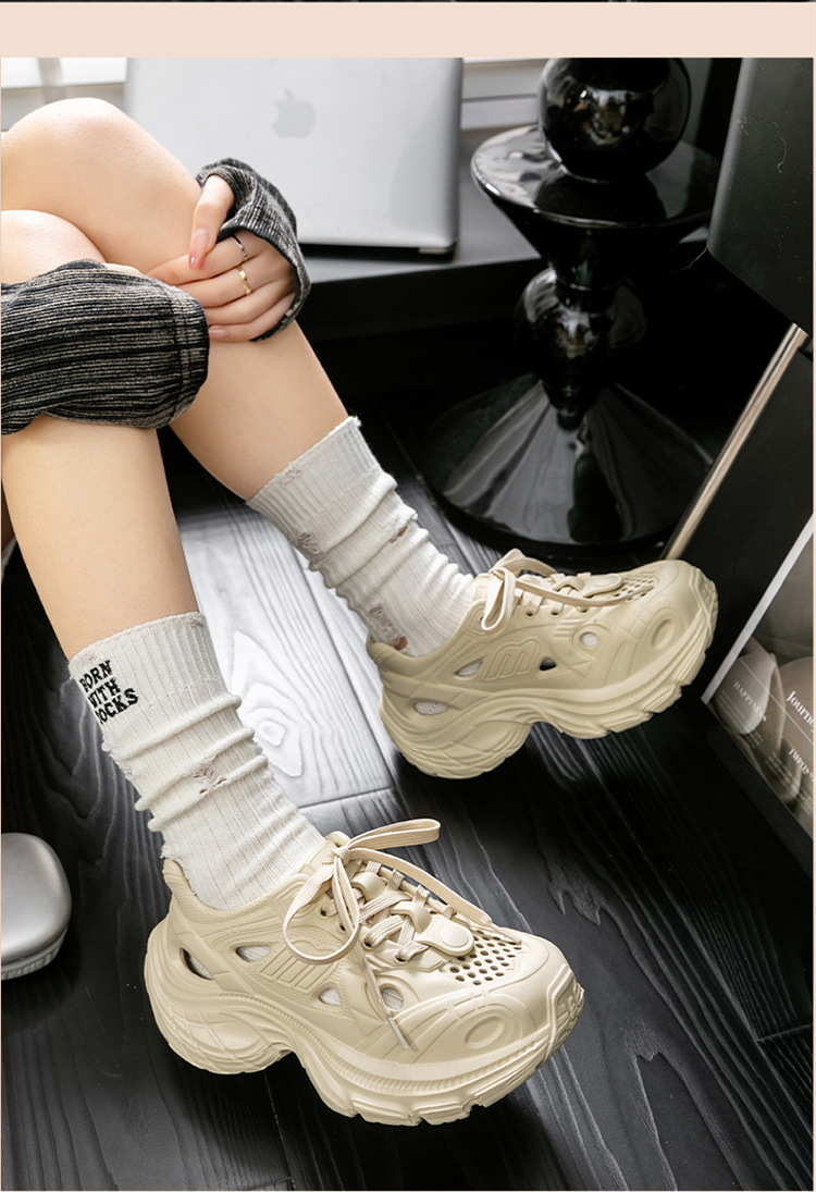 New Arrival Platform Women Casual Shoes Summer Breathable Hollow Out beach shoes Height Increasing Anti Slip Couple Versatile Shoes Hot