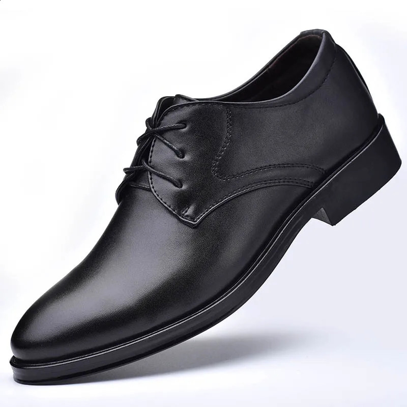 Men Dressing Shoes Formal for Mens Casual Shoe Leather Social Wedding er Pointed Toe Black Office Winter Shoes 250410