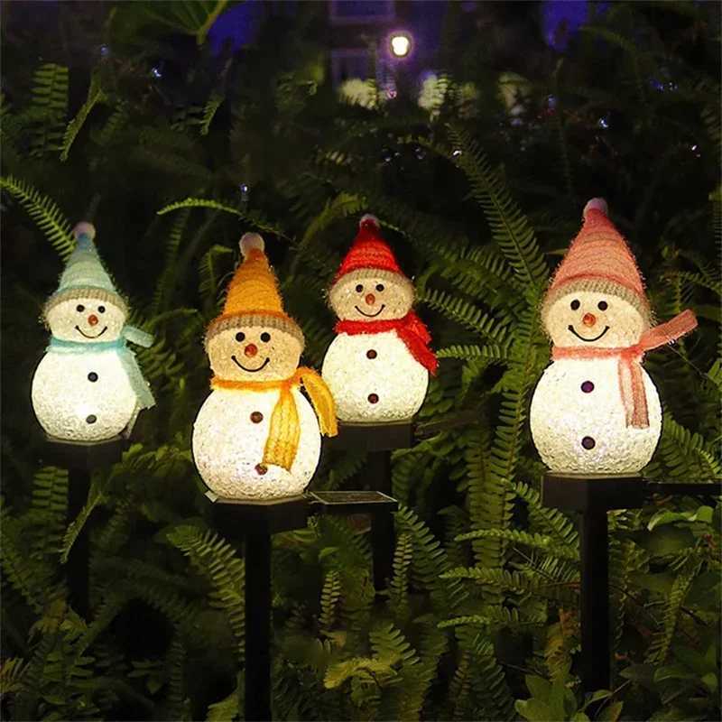 LED Snowman Solar Garden Light Outdoor Ground Stake Light Solar Powered Xmas Pathway Lights for Christmas Lawn Yard Decoration M251113