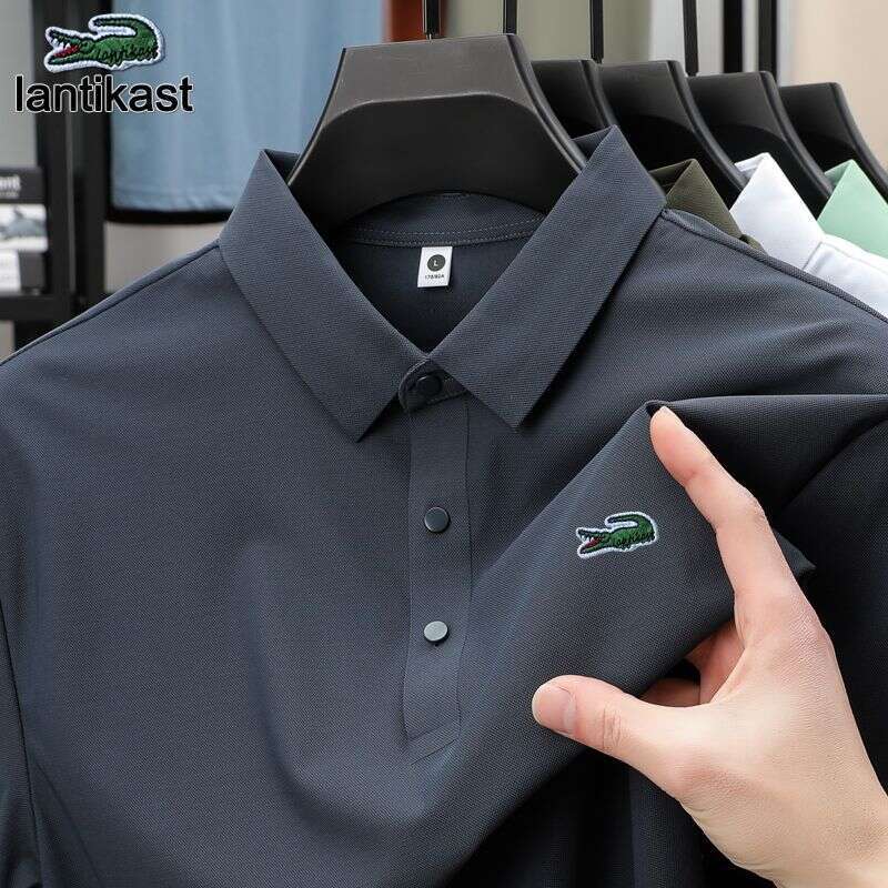 Noble Crocodile Summer Men's Polo Shirt Youth designer hoodie Short Sleeve Turn-down Collar Solid Color Business Casual T-shirt Ice Silk Top