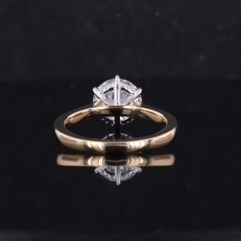 High Quality Fine Jewelry 14k Two Tone Gold Color 1ct and 2ct D VS1 Lab Grown Diamond Engagement Rings