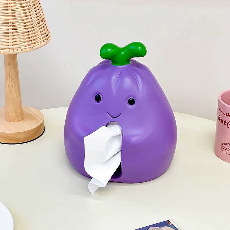 Cute Eggplant Tissue Box Creative Cartoon Paper Box He Living Ro Desktop Decoration Ornament Pvc Napkin Paper Box Y251112