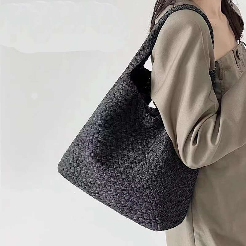 2025 Designer Woven Tote Bags For Women Denim Shopping Fashion Large Capacity Shoulder Bag Casual Handbag