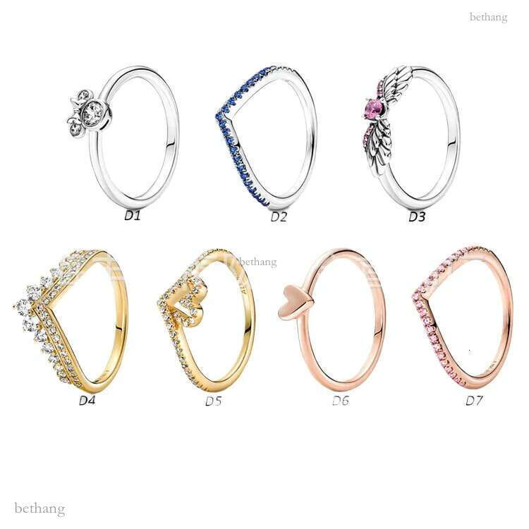 925 Sterling Silver New Fashion Women's and Men Sparkling Blue Wishing Bone Designer Ring Suitable for Europe and America gift with box